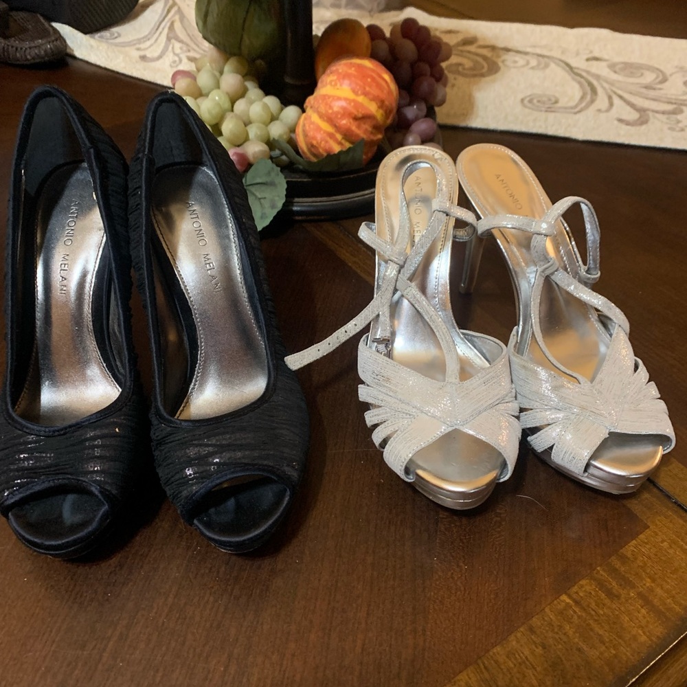 2 pairs of formal high heels Black and Silver